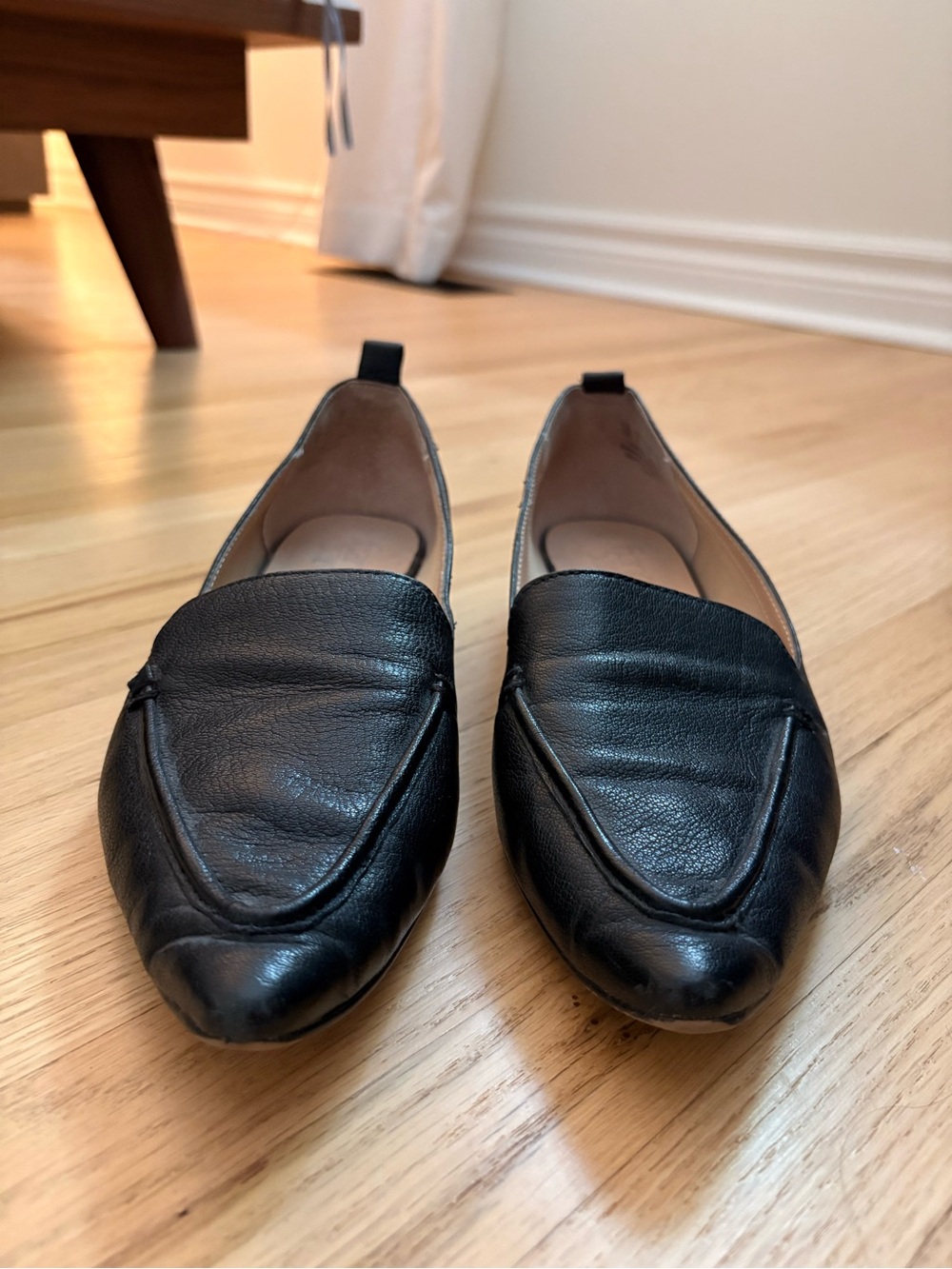 Franco Sarto Black Leather Pointed Toe Loafers